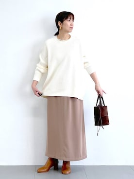 「アイテム（バングル/リストバンド）」を使った、あべさん（レディース・159cm）の冬コーディネート