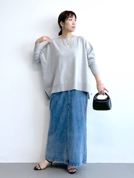 「BARNYARDSTORM（バンヤードストーム）のBARNYARDSTORM / カットデニムロングスカート（スカート）」を使った、あべさん（レディース・159cm・40代）の夏コーディネート