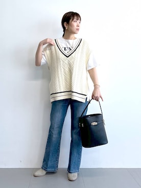 「アイテム（デニムパンツ）」を使った、あべさん（レディース・159cm・40代）の夏コーディネート