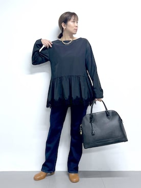 「アイテム（ピアス（両耳用））」を使った、あべさん（レディース・159cm・40代）の秋コーディネート