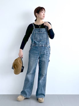 「骨格ストレート」｜「アイテム（サロペット/オーバーオール）」を使った、あべさん（レディース・159cm）の夏コーディネート