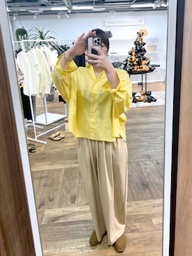 「アイテム（ローファー、イエロー系）」を使った、あべさん（レディース・159cm）の春コーディネート