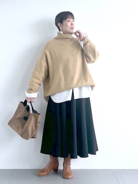 「アイテム（ブーツ）」を使った、あべさん（レディース・159cm・40代）の秋コーディネート