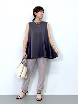 「アイテム（スリッポン）」を使った、あべさん（レディース・159cm・40代）の夏コーディネート