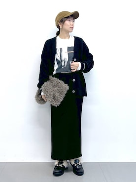 「アイテム（キャップ）」を使った、あべさん（レディース・159cm・40代）の秋コーディネート
