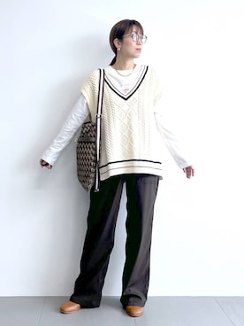 「アイテム（チノパンツ）」を使った、あべさん（レディース・159cm・40代）の秋コーディネート