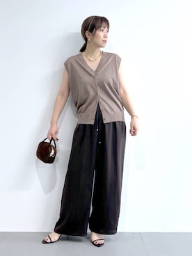 「アイテム（ニット/セーター）」を使った、あべさん（レディース・159cm・40代）の夏コーディネート