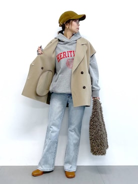 「アイテム（ピアス（両耳用））」を使った、あべさん（レディース・159cm・40代）の秋コーディネート