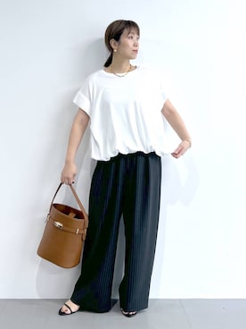 「アイテム（スラックス）」を使った、あべさん（レディース・159cm・40代）の夏コーディネート