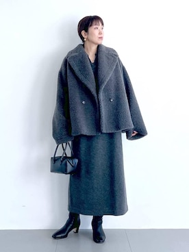 「アイテム（ピーコート）」を使った、あべさん（レディース・159cm）の秋コーディネート