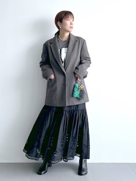 「アイテム（テーラードジャケット）」を使った、あべさん（レディース・159cm・40代）の秋コーディネート