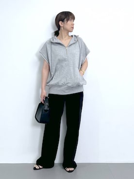 「パーカー」｜「アイテム（スリッポン）」を使った、あべさん（レディース・159cm）の夏コーディネート