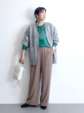 「アイテム（バングル/リストバンド）」を使った、あべさん（レディース・159cm）の冬コーディネート