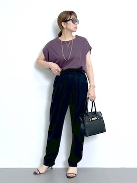 「アイテム（ショルダーバッグ）」を使った、あべさん（レディース・159cm・40代）の夏コーディネート