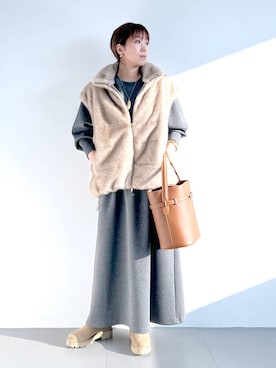 「アイテム（ピアス（両耳用））」を使った、あべさん（レディース・159cm・40代）の秋コーディネート