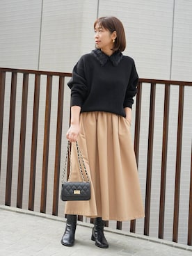 「アイテム（チョーカー）」を使った、あべさん（レディース・159cm）の冬コーディネート