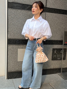 「アイテム（エコバッグ/サブバッグ）」を使った、granさん（レディース・155cm）の秋コーディネート