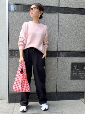 「Gran creerのアイテム（エコバッグ/サブバッグ、グリーン系）」を使った、granさん（レディース・155cm）の春コーディネート