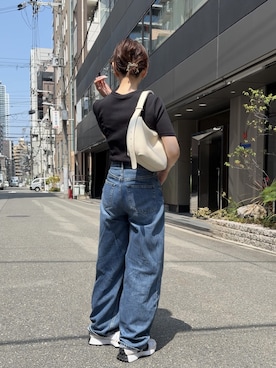 「Gran creerのアイテム（ショルダーバッグ、ホワイト系）」を使った、granさん（レディース・155cm）の夏コーディネート