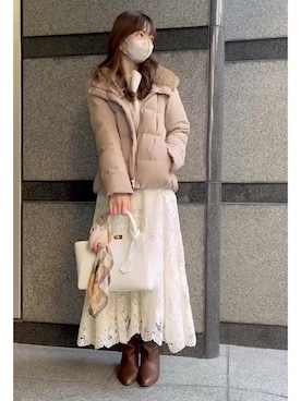 「Perle Peche（ペルルペッシュ）のアイテム」を使った、granさん（レディース・155cm）の冬コーディネート