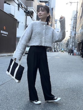 「CONVERSE（コンバース）のCONVERSE コンバース オール スター オックス / ALL STAR OX(BLACK) 32160321（スニーカー）」を使った、granさん（レディース・155cm）の冬コーディネート