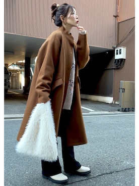 「アイテム（バッグ、ホワイト系）」を使った、granさん（レディース・155cm）の冬コーディネート