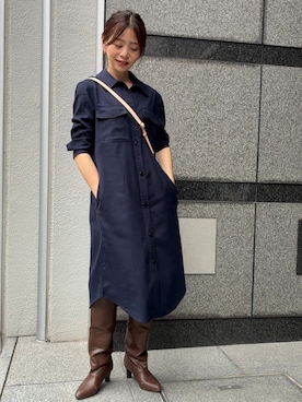 「アイテム（シャツワンピース）」を使った、granさん（レディース・155cm）の秋コーディネート