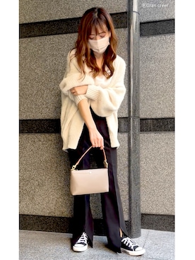 「titivate（ティティベイト）のﾛｰｹﾞｰｼﾞﾊﾝﾄﾞﾗｲｸﾆｯﾄｶｰﾃﾞｨｶﾞﾝ（カーディガン/ボレロ）」を使った、granさん（レディース・155cm）の秋コーディネート