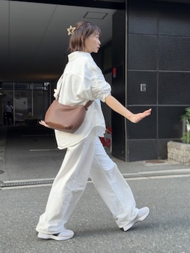 「Gran creerのアイテム（ショルダーバッグ、ブラウン系）」を使った、granさん（レディース・155cm）の秋コーディネート
