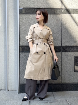 「ZARA（ザラ）のアイテム（トレンチコート、ベージュ系）」を使った、granさん（レディース・155cm）の秋コーディネート