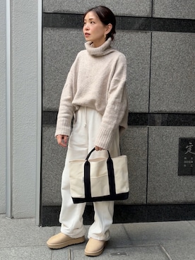 「アイテム（スリッポン）」を使った、granさん（レディース・155cm・40代）の冬コーディネート