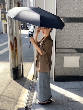 「アイテム（テーラードジャケット、グリーン系）」を使った、granさん（レディース・155cm）の夏コーディネート