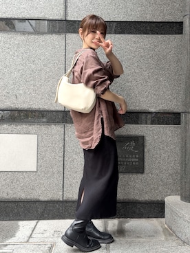「Gran creerのアイテム（ショルダーバッグ、ホワイト系）」を使った、granさん（レディース・155cm）の夏コーディネート