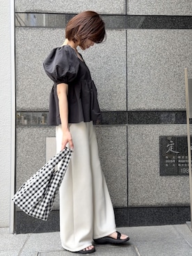 「Spick & Span（スピックアンドスパン）のアイテム（トップス、ブラック系）」を使った、granさん（レディース・155cm）の夏コーディネート