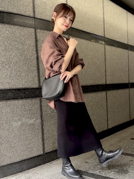 「Gran creerのアイテム（ショルダーバッグ、ブラック系）」を使った、granさん（レディース・155cm）の夏コーディネート