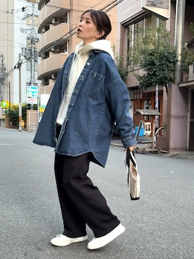 「アイテム（パーカー）」を使った、granさん（レディース・155cm・40代）の秋コーディネート