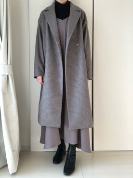 「LEPSIM（レプシィム）のアイテム（チェスターコート）」を使った、naaaさん（レディース・156cm）の冬コーディネート