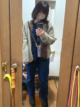 「natural couture（ナチュラルクチュール）のアイテム（サロペット/オーバーオール）」を使った、krinさん（レディース・157cm）の冬コーディネート