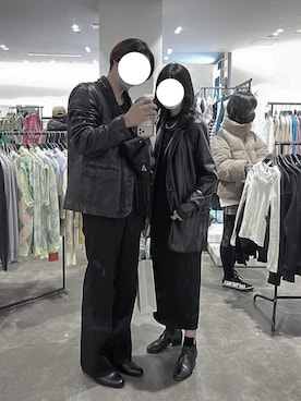 「ALLSAINTS（オールセインツ）のアイテム（ライダースジャケット）」を使った、だいすけさん（メンズ・174cm）の冬コーディネート
