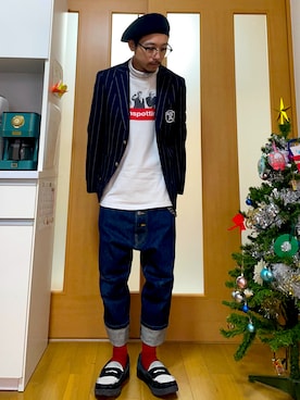 「アイテム（ハンチング/ベレー帽）」を使った、ktさん（メンズ・165cm）の冬コーディネート