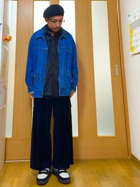 「アイテム（ハンチング/ベレー帽）」を使った、ktさん（メンズ・165cm）の秋コーディネート