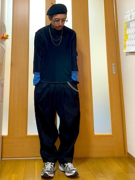 「アイテム（ハンチング/ベレー帽）」を使った、ktさん（メンズ・165cm）の秋コーディネート