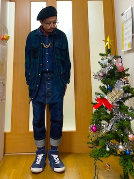 「アイテム（ハンチング/ベレー帽）」を使った、ktさん（メンズ・165cm）の冬コーディネート