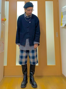 「アイテム（ハンチング/ベレー帽）」を使った、ktさん（メンズ・165cm）の秋コーディネート