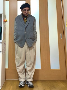 「アイテム（ハンチング/ベレー帽）」を使った、ktさん（メンズ・165cm）の秋コーディネート