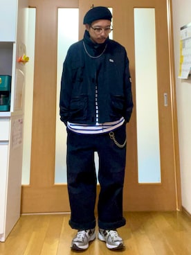 「アイテム（ハンチング/ベレー帽）」を使った、ktさん（メンズ・165cm）の秋コーディネート