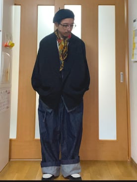 「アイテム（ハンチング/ベレー帽）」を使った、ktさん（メンズ・165cm）の秋コーディネート