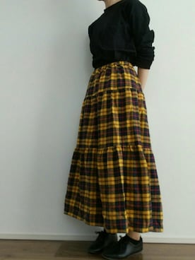 「AS as know as（エーエス アズノウアズ）のアイテム（スカート）」を使った、ばぶさん（レディース・166cm）の秋コーディネート