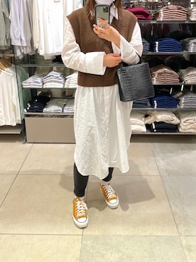 「H&M（エイチ・アンド・エム）のアイテム（シャツワンピース）」を使った、moonさん（レディース・160cm）の秋コーディネート