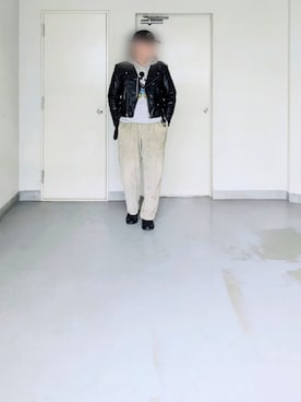 「アイテム（ライダースジャケット）」を使った、kazuhiroさん（メンズ・176cm）の冬コーディネート